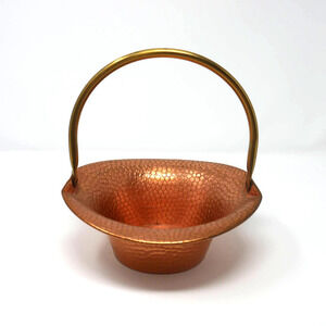 Vintage Coppercraft Guild Hammered Copper Basket Solid Copper